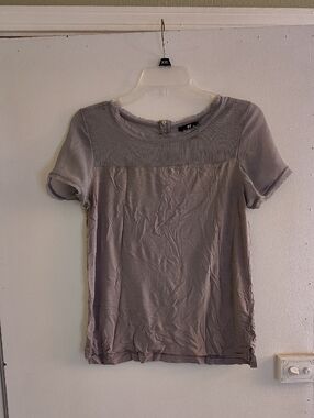 H&M Short Sleeve Crewneck Top — Soft Lavender Gray
